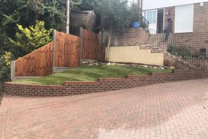 Front garden redesign. Brickwork, lawn and fencing 1