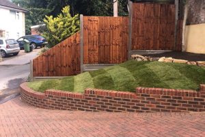 Front garden redesign. Brickwork, lawn and fencing 3