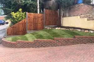 Front garden redesign. Brickwork, lawn and fencing 5
